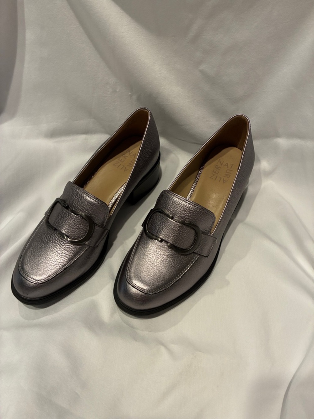 Naturalizer Metallic Gray Women's Loafer with Buckle